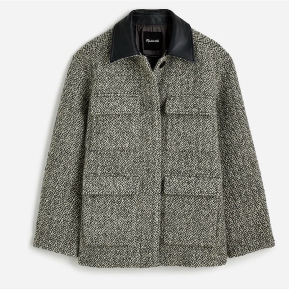 Madewell Gray Tweed Utility Jacket with Black Collar - Picture 5 of 8